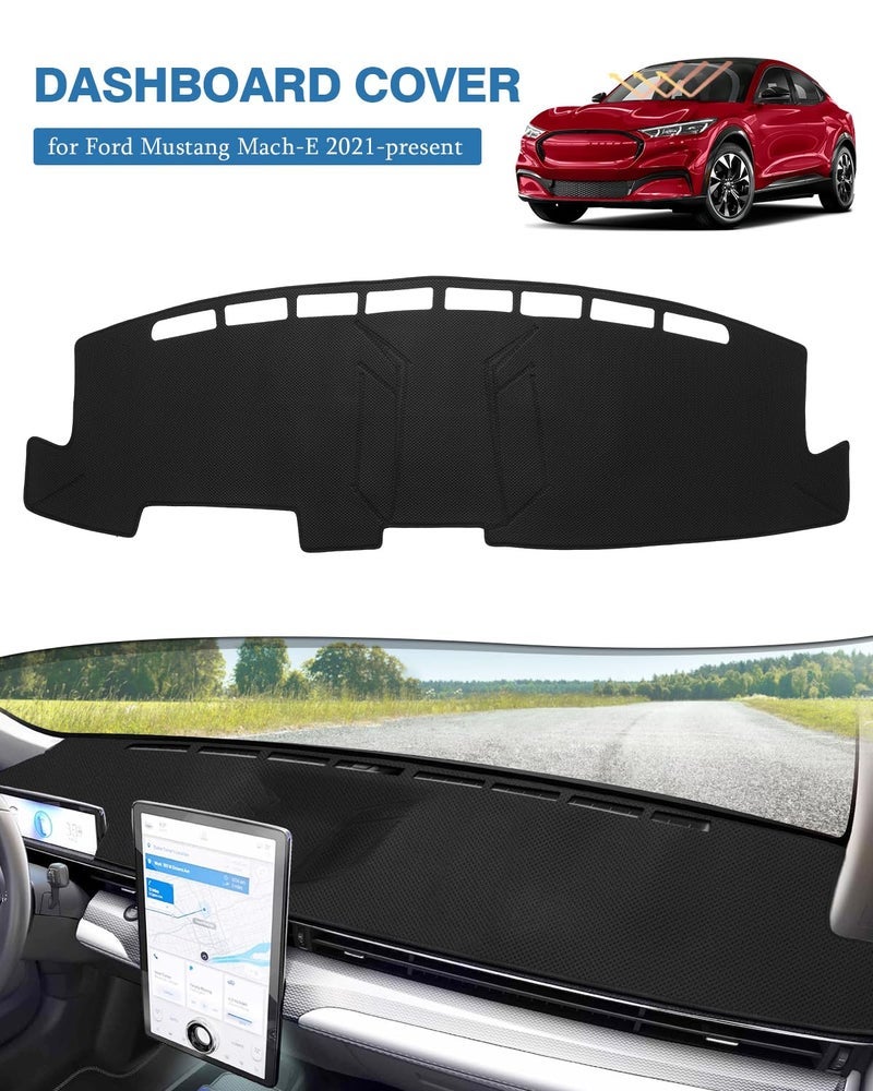 FIILINES Dash Cover Compatible with Ford Mustang Mach E 2021 2022 2023 2024 Dashboard Cover Interior Mach E Accessories Nonslip Mesh Protector No Glare - Image 2